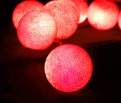 Red Cotton Ball - Battery Powered - Wedding Table Decoration Fairy Light